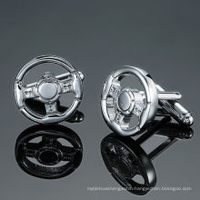 Car enthusiast jewelry mini steer wheel silver cuff links mens cufflinks luxury gifts for boys